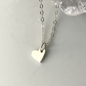 Tiny Heart Charm Necklace Sterling Silver or Gold Vermeil Dainty Heart Choker, Minimalist Necklace, Mini Heart Jewelry, Love Friendship Gift