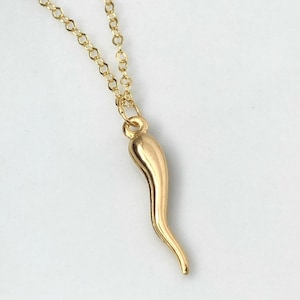Italian Horn Necklace, 14K Gold filled Cornicello Horn Necklace, Italian Pendant Jewelry Charm Necklaces, Gold necklace, Gift for her