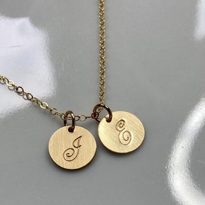 Personalized 14K Gold Filled Double Initial Discs Necklace