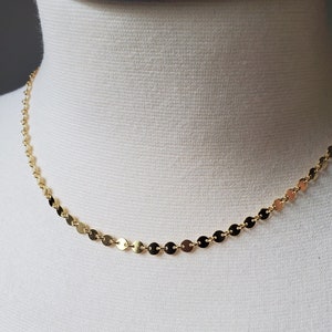 Sequin Chain Necklace, 14K Gold fill Chain Necklace, Disc Circle Chain Jewelry Custom Size Waterproof Layering Chain Necklace Bridal Gift