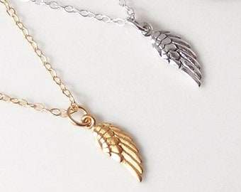 Mini Angel Wing Charm, Gold or Silver, Wing Pendant or Bracelet Charm, DIY Wing Jewelry, Memorial or Loss Gift