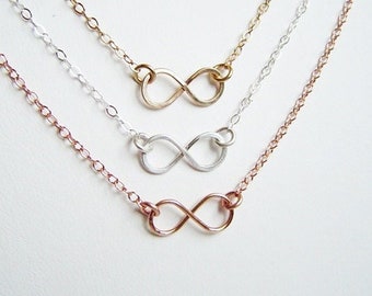 Infinity Necklace, Rose Gold Infinity, Dainty Necklace, Layering Necklace, Forever Necklace, Gold Infinity, Gift for Her