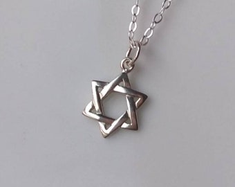 Star of David Necklace, Sterling Silver, Gold, or Rose Gold, Religious Charm, Sterling Chain, Jewish Faith Gift, 14k Gold Filled Chain Gift