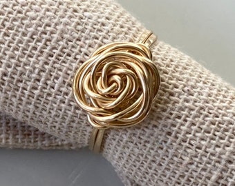 Gold Rose Ring, Handmade Gold Ring, Rose Statement Ring, Rose Stacking Ring, Gold Flower Ring, Silver Rose Ring, Mother's Day Gift for her
