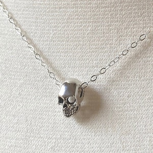 Skull Necklace, Spooky Halloween Skull, Dia del Muerte, Talisman Jewelry Power Symbol Mortality Sterling Silver Jewelry, Biker jewelry