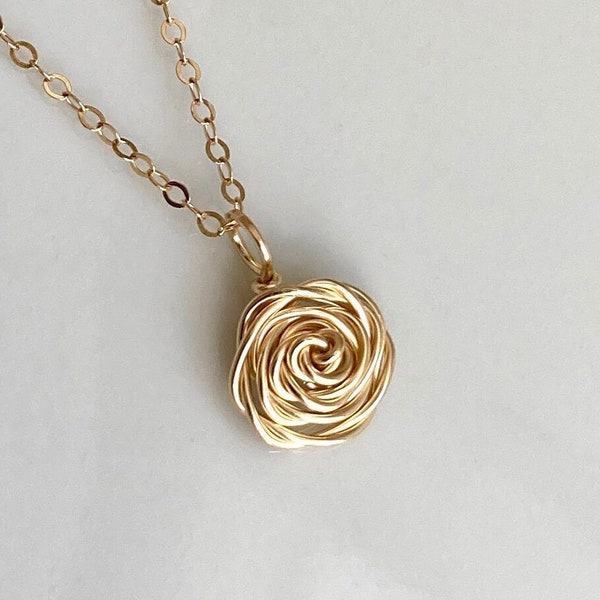 14K Gold Rose Necklace, June Birth Flower Necklace, Gold fill Flower Choker, Rose Gold Flower Necklace, Gift for Mom, Friend Sister Bridal