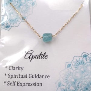 Raw Apatite Stone Necklace: 14K Gold Fill Healing Crystal