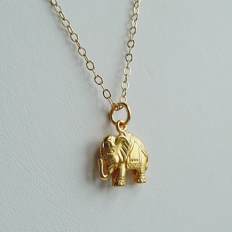Gold Elephant Lucky Elephant Charm necklace 14K Gold filled Chain Charm Necklace Good Luck Jewelry Bridesmaids Gift Gift for her