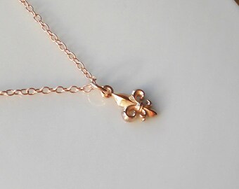 Rose Gold Fleur de Lis Necklace, 14K Rose Gold fill chain, Charm Necklace, Rose Gold Necklace, Rose Gold Jewelry, Fleur de Lis Charm