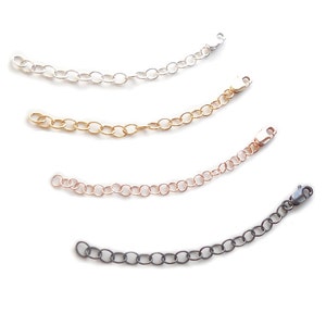 Oxidized Sterling Silver Necklace Extender, Lobster Clasp, 14K Gold fill, 14K Rose Gold fill, Choose 2, 3, 4, 5, or 6 Inch, Quality USA Made