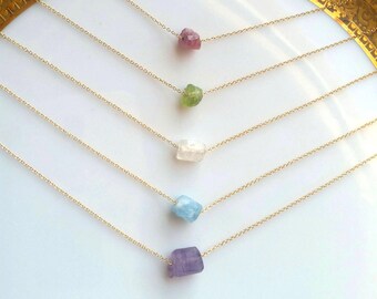 Raw Crystal Necklace: Amethyst Feb Birthstone