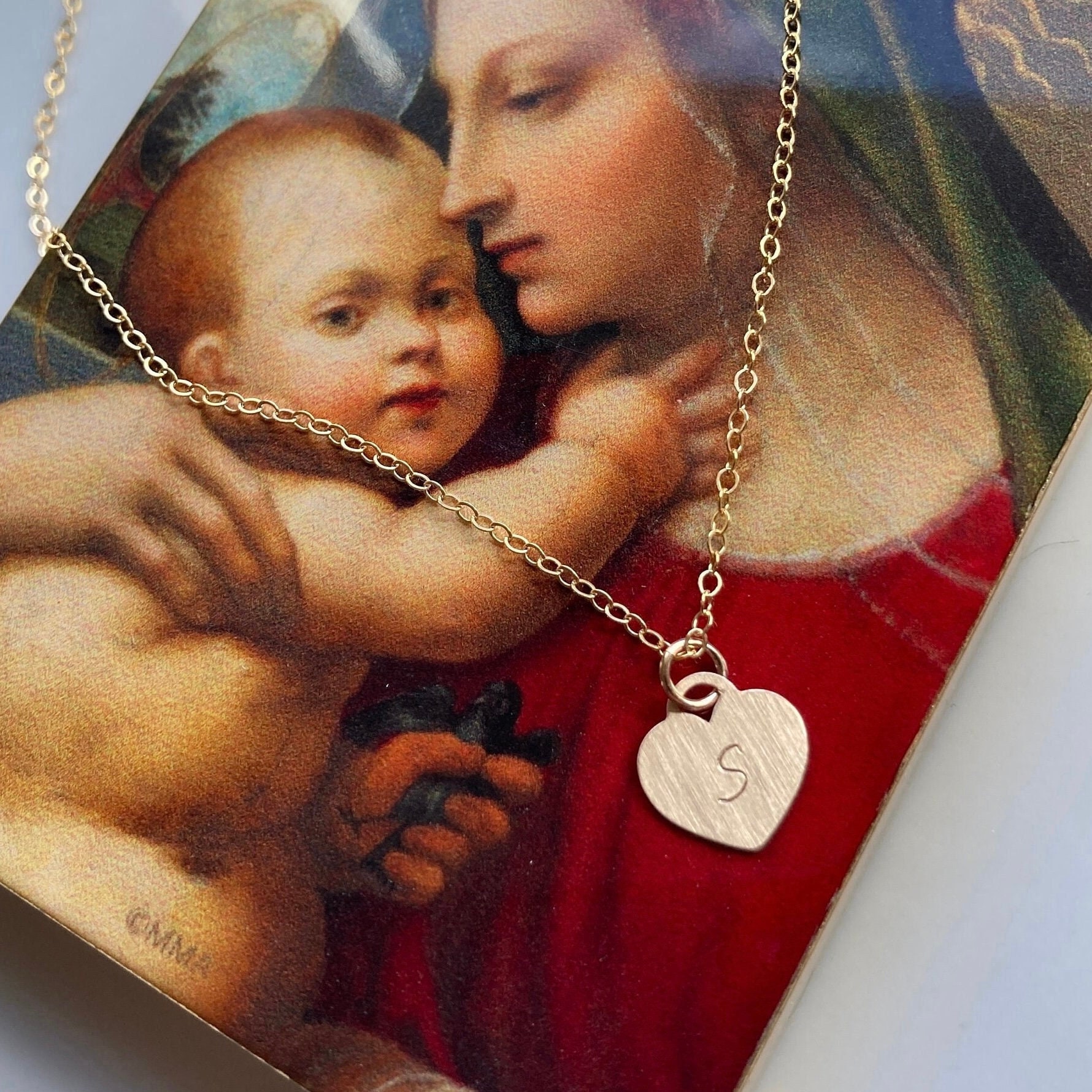 Personalized Heart Necklace: 14K Gold Filled Initial Charm