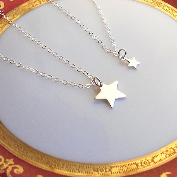 Mother Daughter Stars Necklace Set, Layering Necklaces, Sterling Silver Star Necklace, Tiny Star Necklace, Mother New Baby Gift