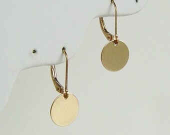 Disc Earrings, Simple Earrings, 14K Gold fill, Rose Gold fill, or Sterling Silver, Satin, Hammered or Polished, Bridesmaids, Mothers, Gift