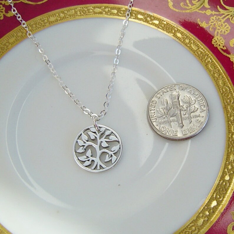 Tree of Life Necklace Sterling Family Tree with Initial Charms, Sterling Silver Mother Necklace, Mother of the Bride and Groom Gifts image 3