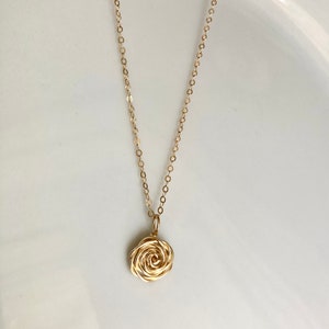 14K Gold Rose Necklace, June Birth Flower Necklace, Gold fill Flower Choker, Rose Gold Flower Necklace, Gift for Mom, Friend Sister Bridal image 5