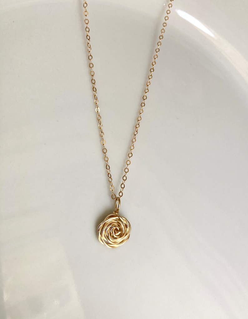 14K Gold Rose Necklace, June Birth Flower Necklace, Gold fill Flower Choker, Rose Gold Flower Necklace, Gift for Mom, Friend Sister Bridal image 5