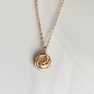 14K Gold Rose Necklace, June Birth Flower Necklace, Gold fill Flower Choker, Rose Gold Flower Necklace, Gift for Mom, Friend Sister Bridal image 2