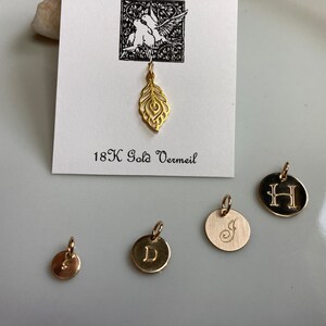 Initial Disc Charm Gold, 14K Gold fill Initial Charm, Add on Letter Charm Rose Gold, Sterling Silver Add to a Queeniejewels Purchase in cart