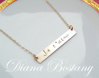 Custom Bar Necklace, Gold Chain Necklace, GPS Coordinates, Handstamped Bar, Name Necklace, Date Necklace, Layering Chain