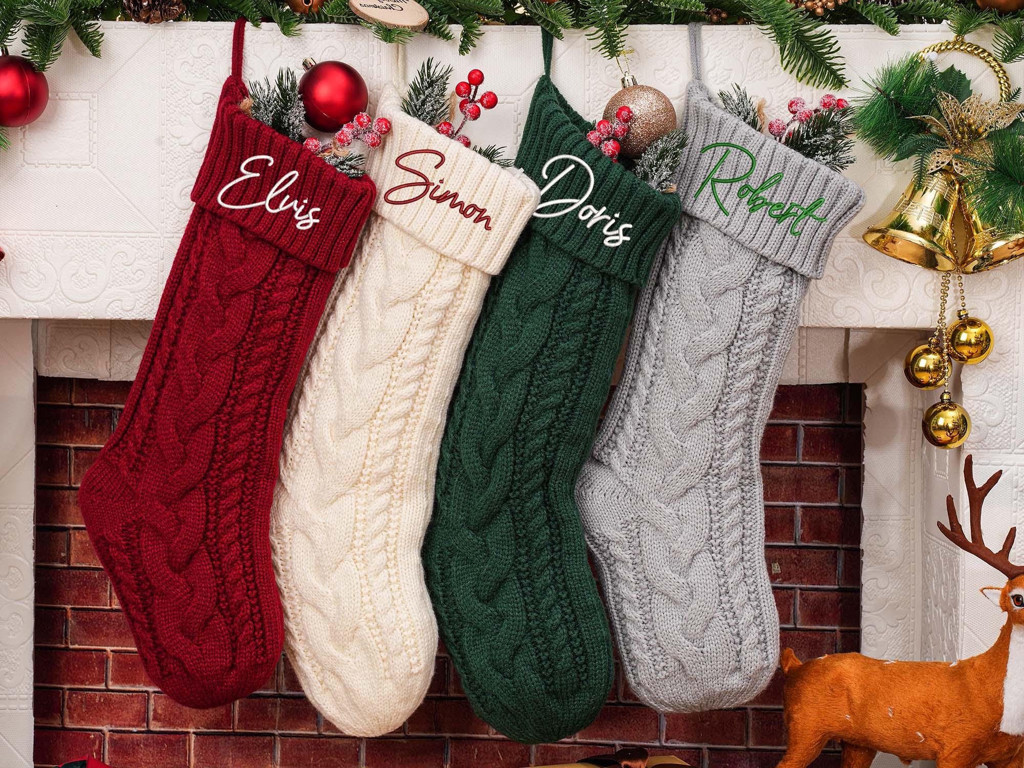 Embroidered Christmas Stockings - 2024 Family Holiday Stockings