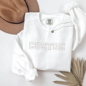Custom Text Sweatshirt-Custom Embroidered Sweatshirt-Embroidered Sweatshirt-Personalized Varsity Sweater Personalized Gift-Engagement Gift