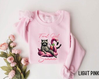 Feral Girl Summer Sweatshirt - Funny Raccoon Beach Hoodie - Trendy Hoodie -Tumblr Hoodie - Aesthetic Hoodie - Perfect Gift-Funny Beach Sweat