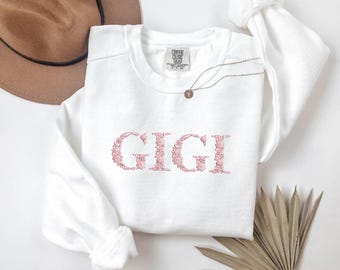 Embroidered Floral Gigi Sweatshirt - Custom Grandma Crewneck