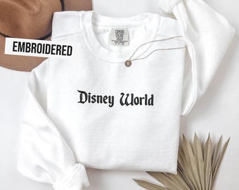 Embroidered Disney World Sweatshirt, Cute Embroidery Sweat, Disneyland Trip Sweat, Disneyland Est 1955 Sweatshirt,Disneyland  Mickey Friends