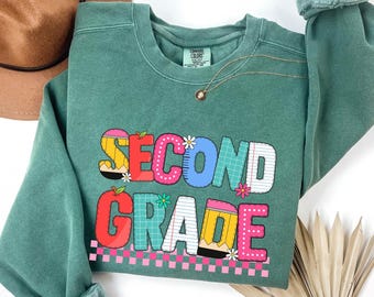 Comfort Colors® Second Grade Teacher Sweatshirt, 2nd Grade Teacher Sweatshirts, 2nd Grade Sweaters, Second Grade Sweater, Elementary School