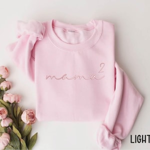 Embroidered Mama 2 Sweatshirt - Mom Of Two Sweat - Mom Of 2 Sweat - Pregnancy Announcement Gifts - Mother&#39;s Day Gift - Gift for Mama Sweater