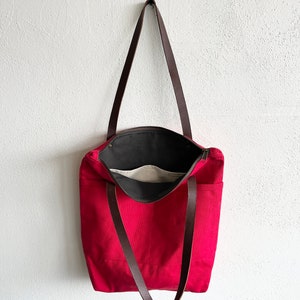 Heavy Cotton Canvas Everyday Tote Bag with Zipper Closure image 3