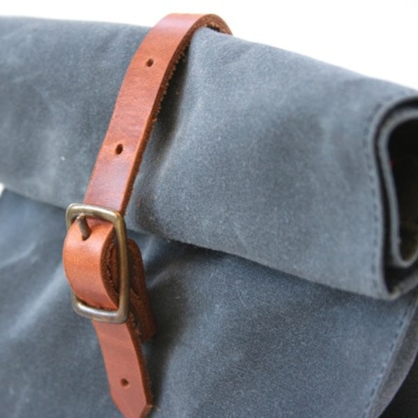 Sac à lunch en toile cirée gris anthracite