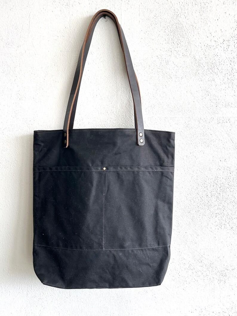 Waxed Canvas Everyday Tote Bag with Zipper Closure image 6