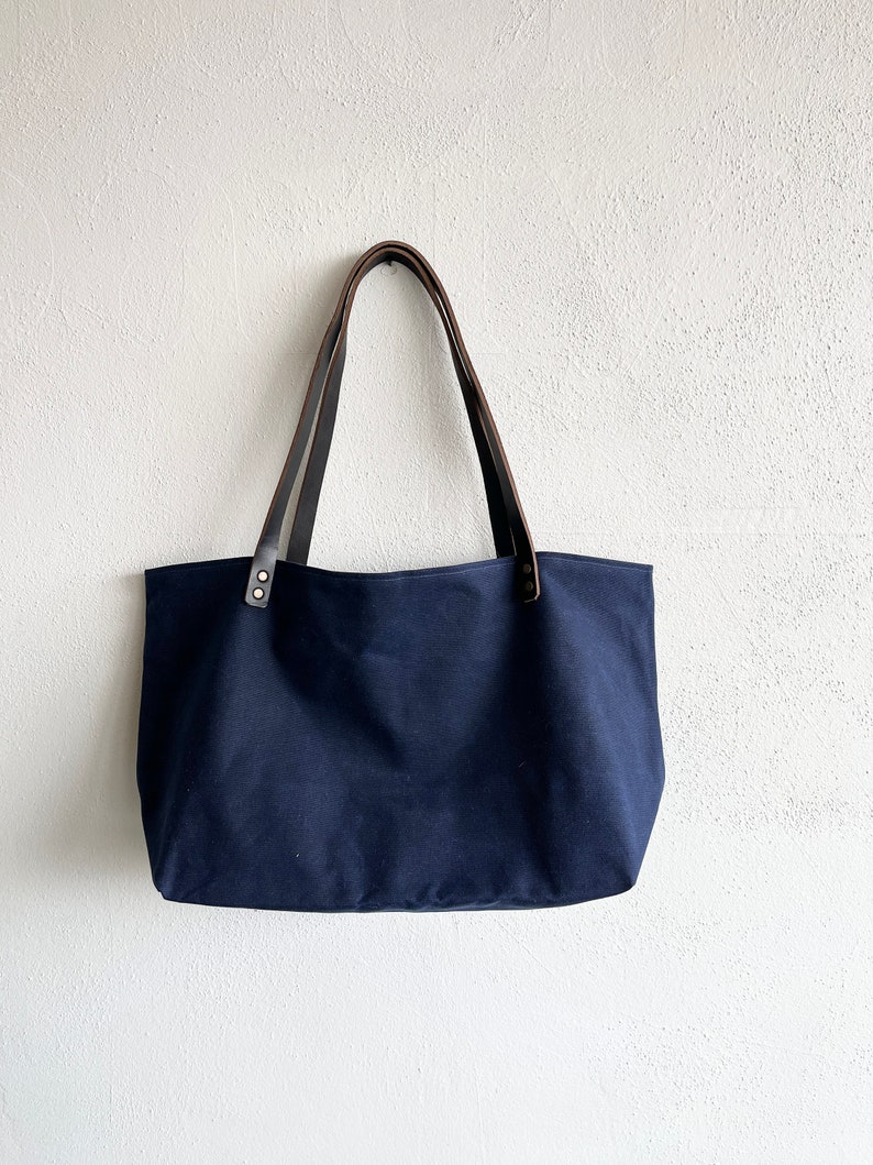 Large Waxed Canvas Market Tote image 1