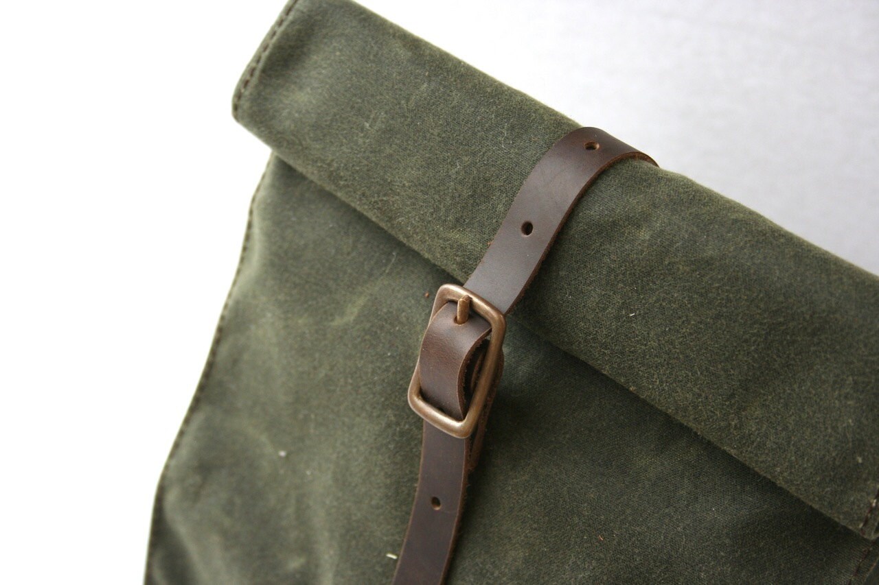 Olive Green Waxed Canvas Lunch Bag Etsy