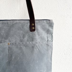 Waxed Canvas Everyday Tote Bag with Zipper Closure image 2