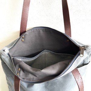 Waxed Canvas Everyday Tote Bag with Zipper Closure image 3