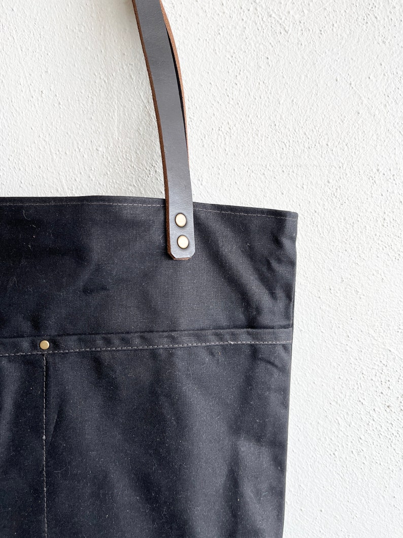 Waxed Canvas Everyday Tote Bag with Zipper Closure image 8