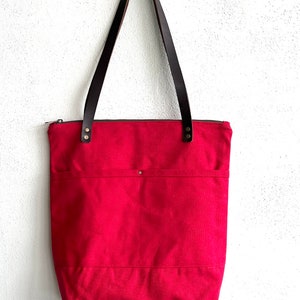 Heavy Cotton Canvas Everyday Tote Bag with Zipper Closure image 1