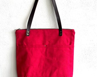 Heavy Cotton Canvas Everyday Tote Bag with Zipper Closure