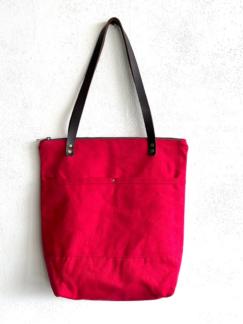Heavy Cotton Canvas Everyday Tote Bag with Zipper Closure image 1