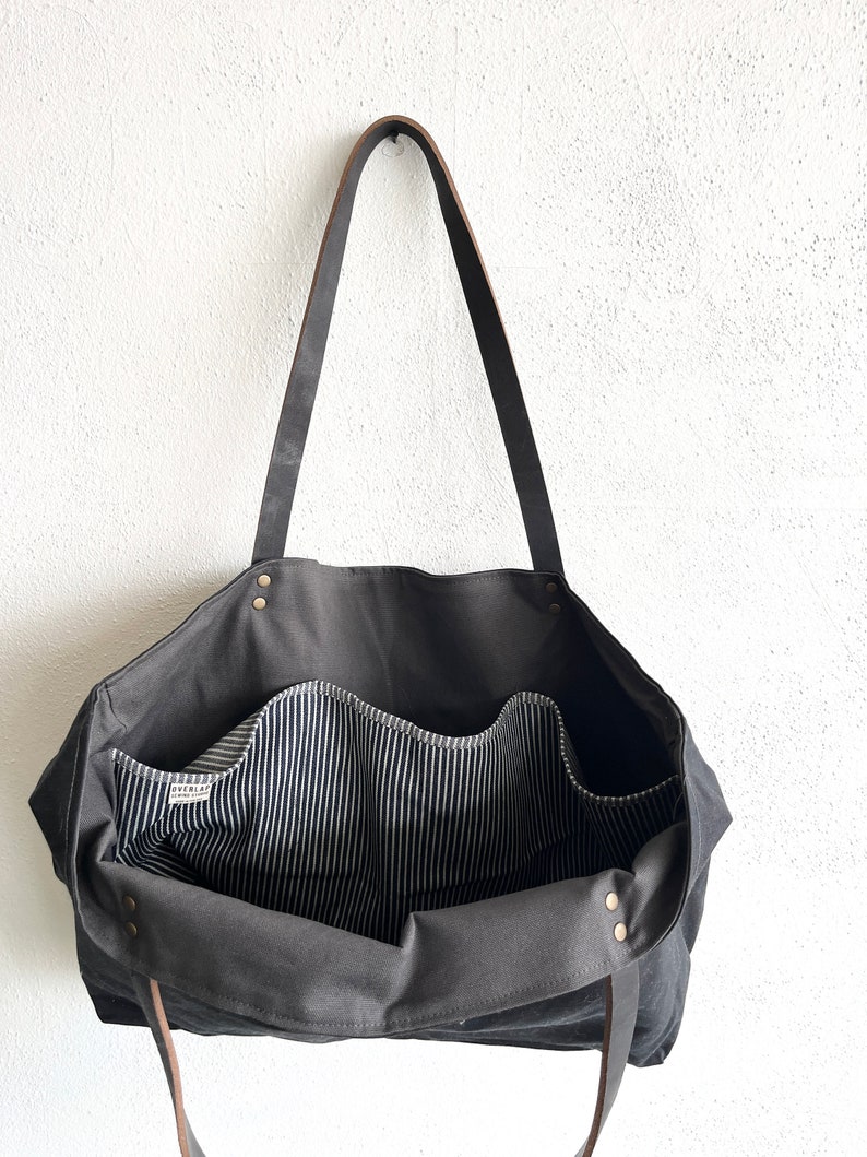 Large Waxed Canvas Market Tote image 9