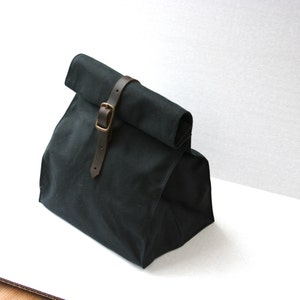 Black Waxed Canvas Lunch Bag image 1