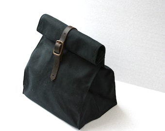 Black Waxed Canvas Lunch Bag