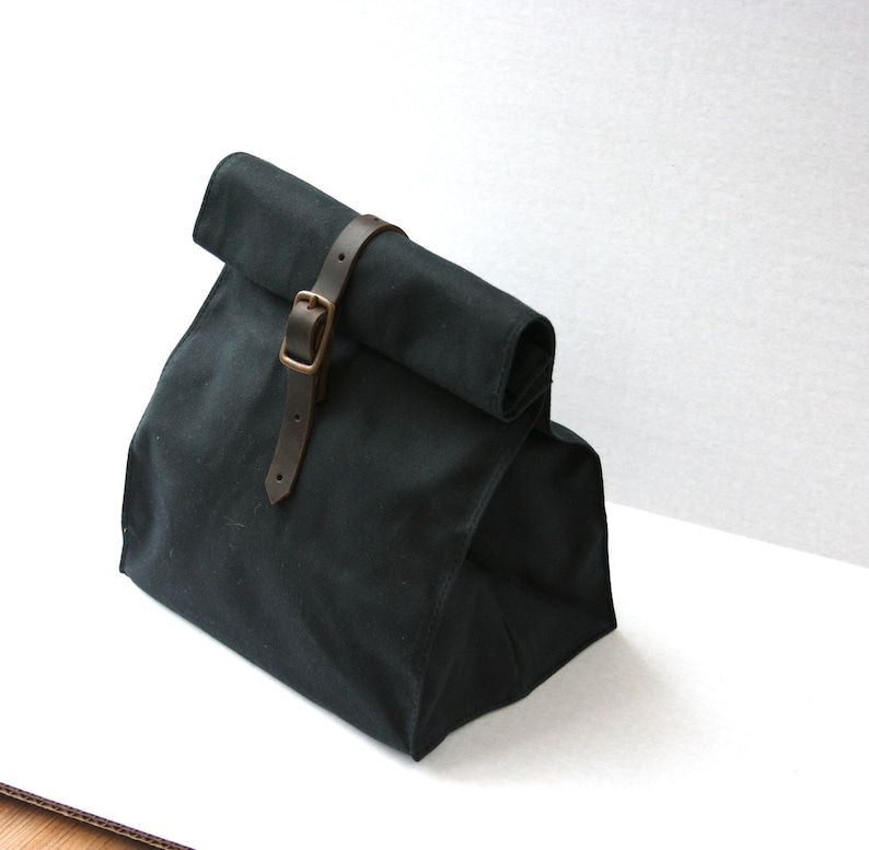 Black Waxed Canvas Lunch Bag image 1
