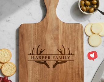Personalized Cutting Board Engraved Kitchen Gift Idea Custom Charcuterie Platter Monogram Wedding Present Anniversary Rustic Serving Block