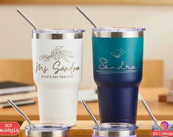 Personalized Teacher Tumbler | Custom Engraved Teacher Appreciation Gift | End of Year Gift for Teacher | Thank You Teacher Gift