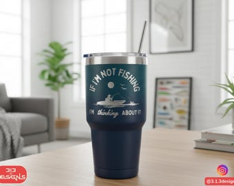 Personalized Fishing Tumbler 30 OZ | Insulated Stainless Steel Cup with Straw