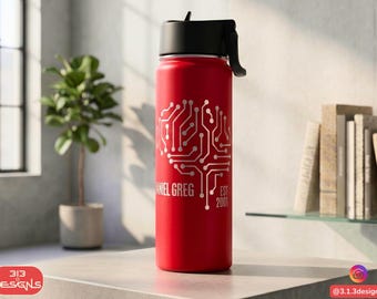 Personalized Stainless water bottle Monogram Engraved Thermos Insulated Custom Travel bottle Men Gift Christmas Dad Brother Leak Proof